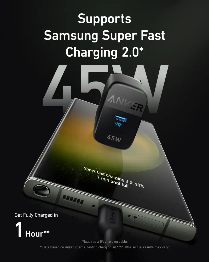 Buy Anker 313 Ace 2 45W USB-C Super Fast Charger 2.0 from Anker BD at a low price in Bangladesh The Anker 313 Charger (Ace, 45W) is a powerful and portable USB-C charger that offers Super Fast Charging 2.0 capabilities, particularly for Samsung devices. It can charge a Samsung Galaxy S23 Ultra to full capacity in less than an hour. However, it requires a 5A charging cable, which is not included with the charger. Here are some key features of the Anker 313 Charger (Ace, 45W): Ultra High Speed: Supports up to 45W charging, suitable for devices that support Samsung’s Super Fast Charging. Superior Safety with MultiProtect™: The charger includes 10 safety features such as short-circuit protection, high-voltage protection, and temperature control. Portable Yet Powerful: It’s 30% smaller than a standard 45W USB-C charger and has a foldable design, making it convenient for travel. Powered by GaN Technology: This technology allows for higher energy efficiency and better heat dissipation, making the charger smaller and safer without compromising power. If you’re interested in purchasing this charger, make sure to acquire the necessary charging cable separately to utilize its full fast-charging capabilities. 