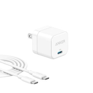 Anker 20W Fast Charger with Foldable Plug and USB-C to C Cables