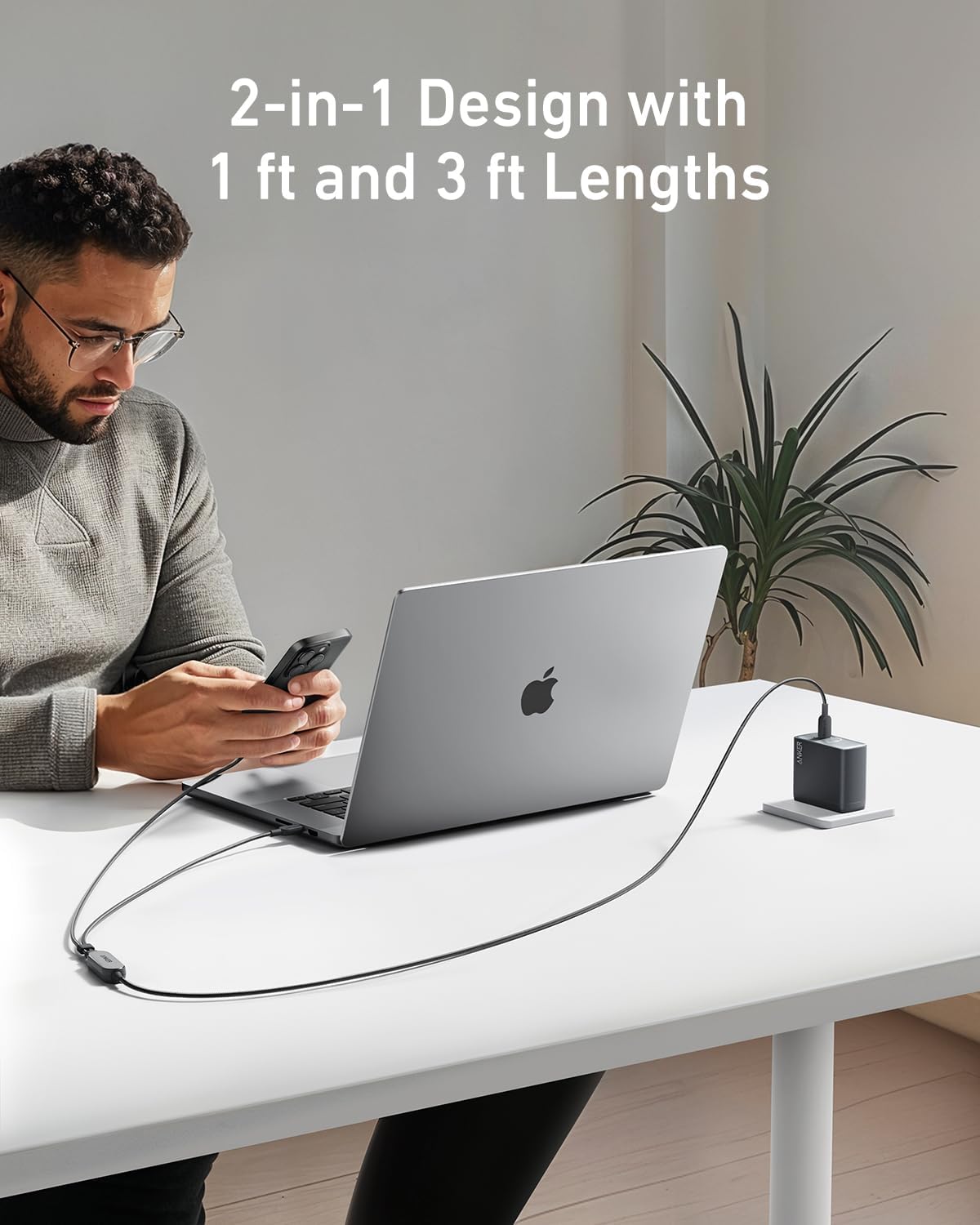 Anker 2-in-1 USB-C to USB-C 140W Braided Cable (4ft)